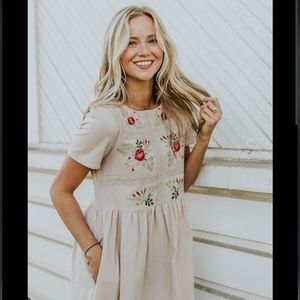 Roolee madeline jean dress light gray gauzy dress pockets